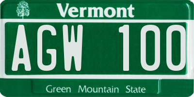 VT license plate AGW100