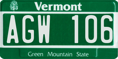 VT license plate AGW106