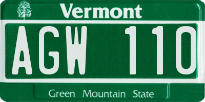 VT license plate AGW110