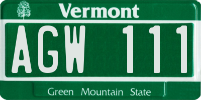 VT license plate AGW111