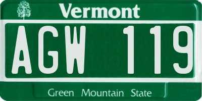 VT license plate AGW119