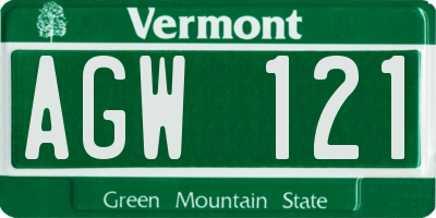 VT license plate AGW121