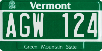 VT license plate AGW124
