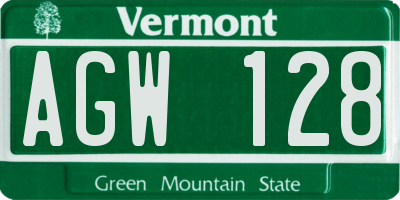 VT license plate AGW128