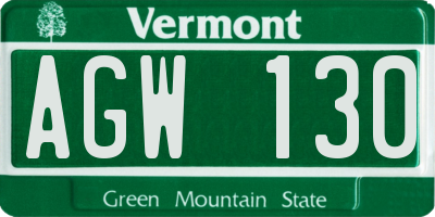 VT license plate AGW130