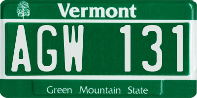 VT license plate AGW131