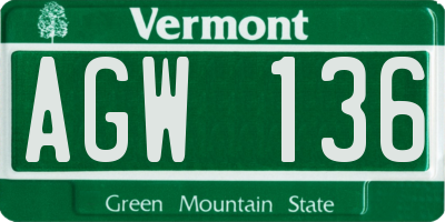 VT license plate AGW136