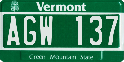 VT license plate AGW137
