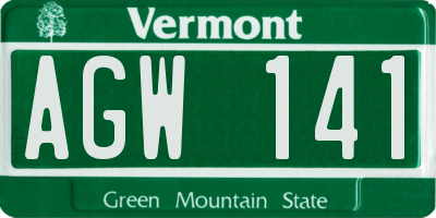 VT license plate AGW141