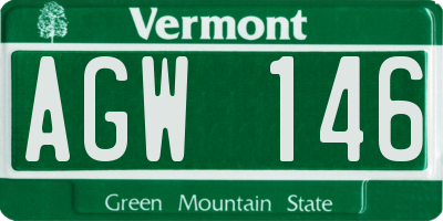 VT license plate AGW146