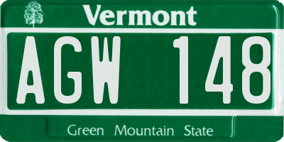 VT license plate AGW148