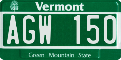 VT license plate AGW150