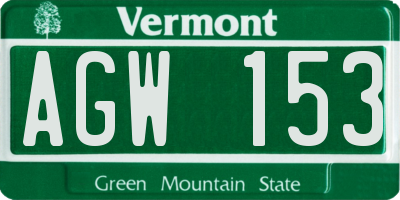 VT license plate AGW153