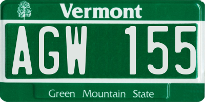 VT license plate AGW155
