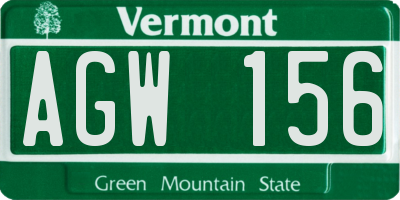 VT license plate AGW156
