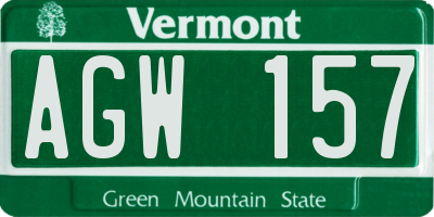 VT license plate AGW157