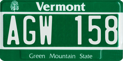 VT license plate AGW158