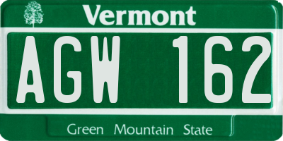 VT license plate AGW162