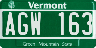 VT license plate AGW163