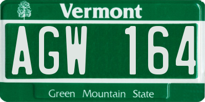 VT license plate AGW164