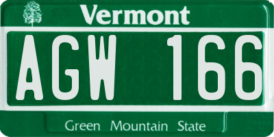 VT license plate AGW166