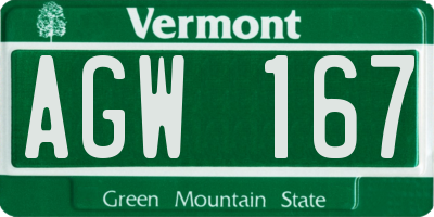 VT license plate AGW167