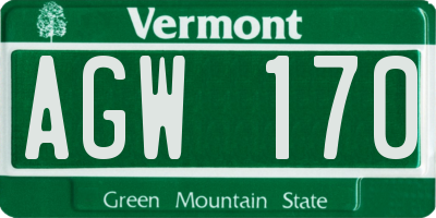 VT license plate AGW170