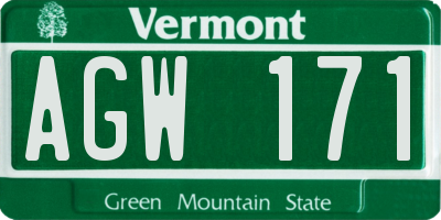 VT license plate AGW171