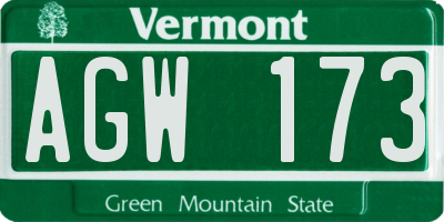 VT license plate AGW173