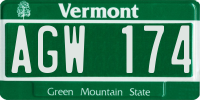 VT license plate AGW174