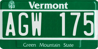 VT license plate AGW175