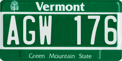 VT license plate AGW176