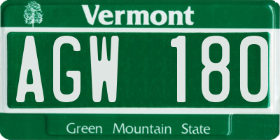 VT license plate AGW180