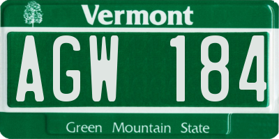 VT license plate AGW184
