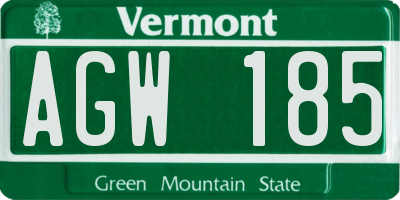 VT license plate AGW185