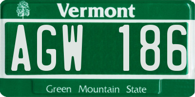 VT license plate AGW186