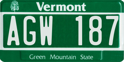 VT license plate AGW187