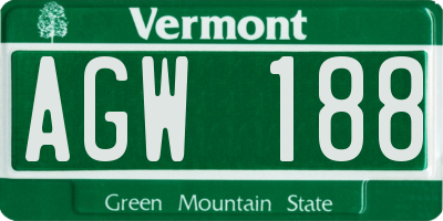 VT license plate AGW188