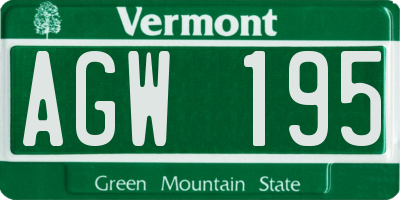 VT license plate AGW195