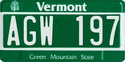 VT license plate AGW197