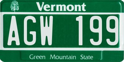 VT license plate AGW199