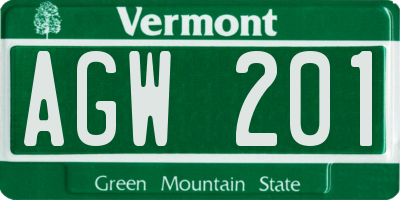 VT license plate AGW201