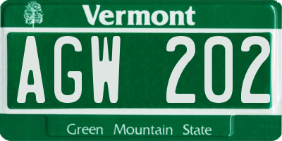 VT license plate AGW202