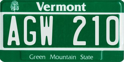 VT license plate AGW210