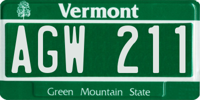 VT license plate AGW211