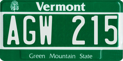 VT license plate AGW215