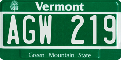 VT license plate AGW219