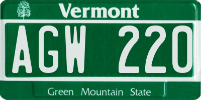 VT license plate AGW220