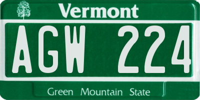 VT license plate AGW224