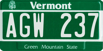 VT license plate AGW237